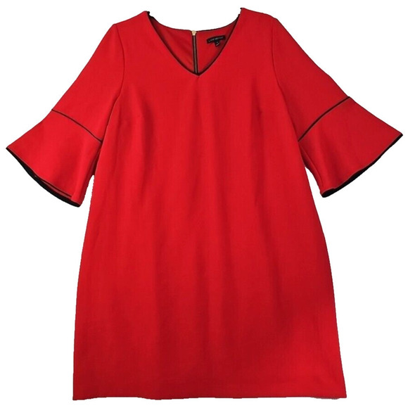 LANE BRYANT ~Woman Size 20~ Red Crepe Bell Sleeves Dress Fully Lined. - Picture 3 of 11